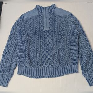 Vineyard Vines by Shep & Ian Tide Blue Men's 1/4 Zip Cableknit Sweater Size L